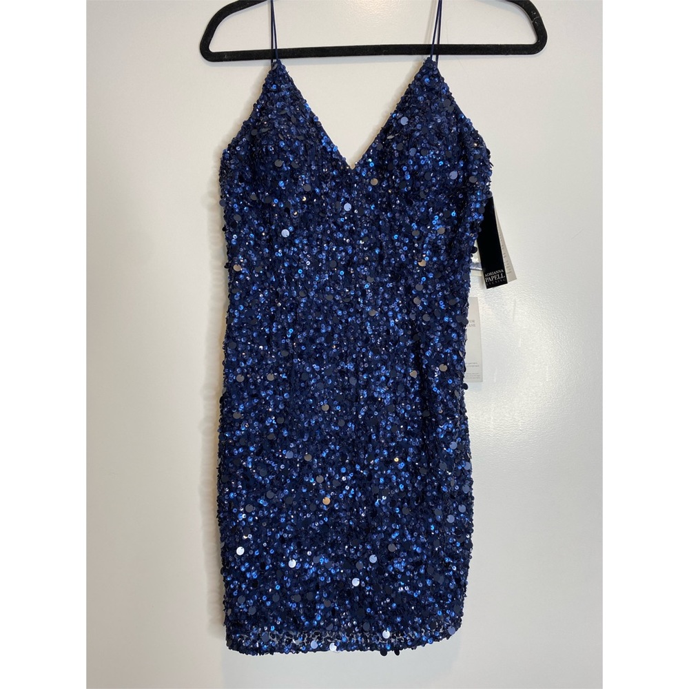 NWT 🦋Adrianna Papell Blue Sequin Mini Dress - Picture 3 of 6